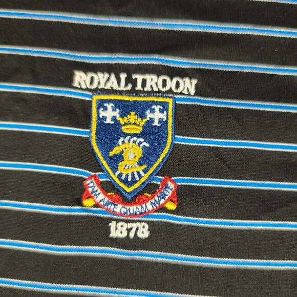 Peter Millar Crown Blue White Stripe Royal Troon Polo Golf Shirt Men's XL - Picture 3 of 4